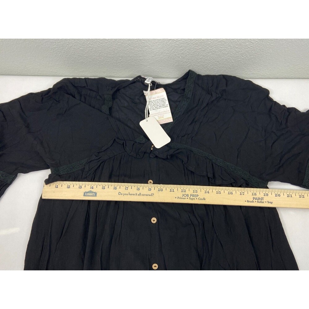 L Love Women Small Ruffled High Low Dress Black Lace Casual Sheer Back - Picture 8 of 9